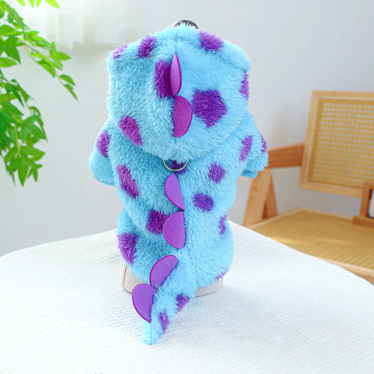Pet Warm Blue Dinosaur Hooded Coat