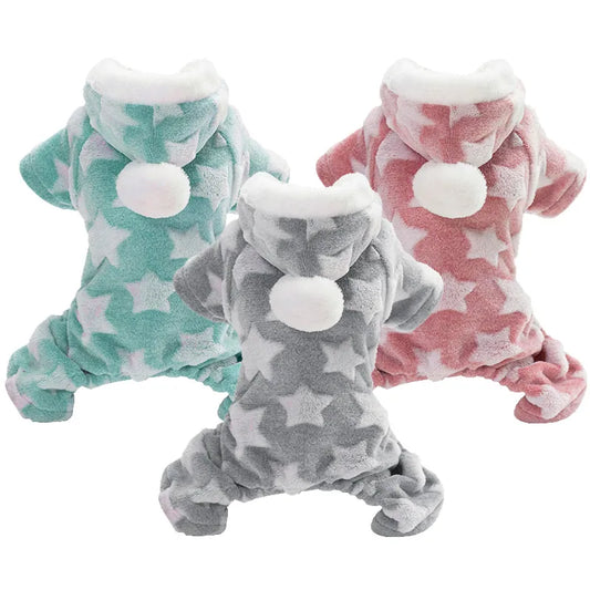 Warm Pet Fleece Hooded Jumpsuits