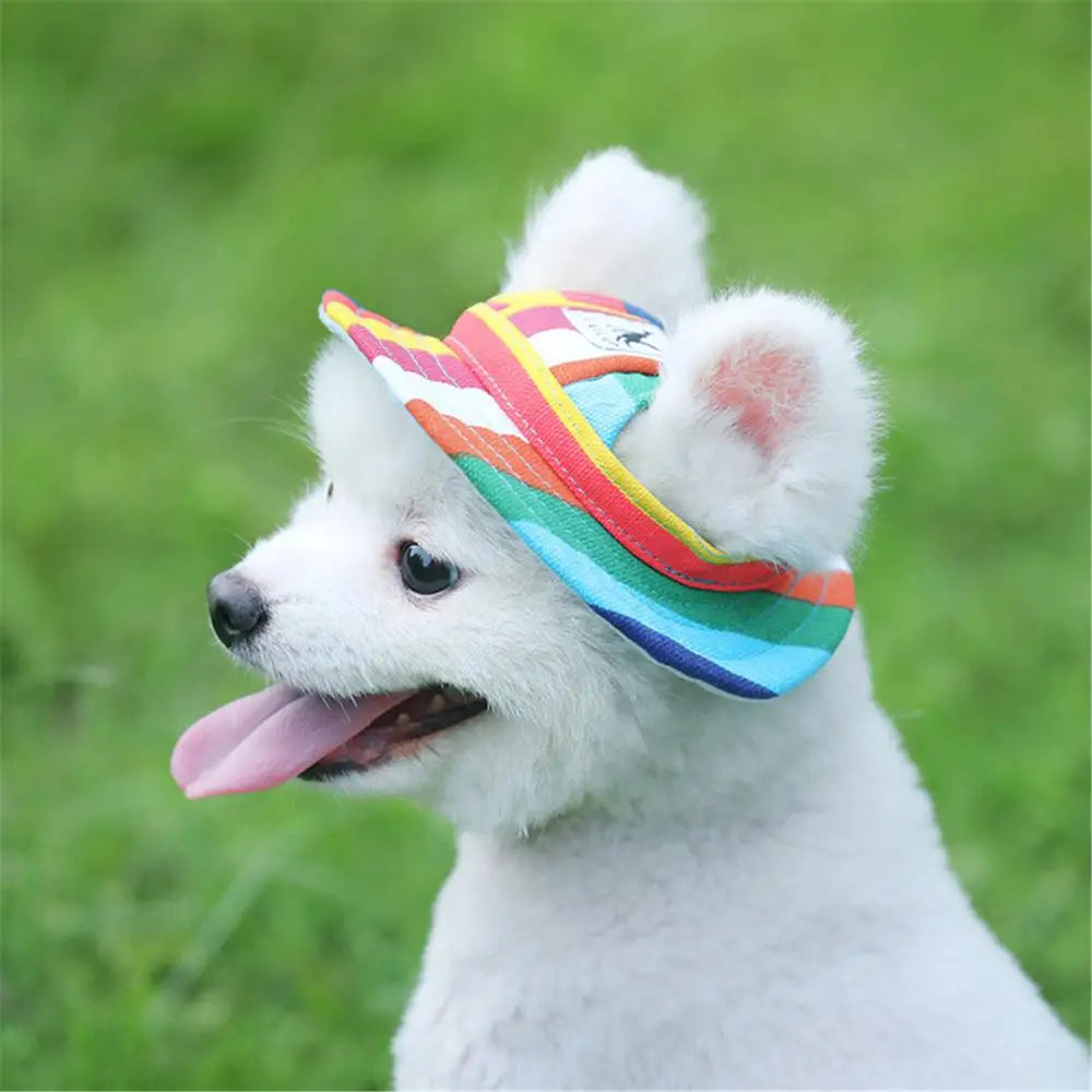 Dog Cap With Ear Holes for Small Dogs Canvas Cap Dog Baseball Beach Visor Hat Puppy Outdoor Cap