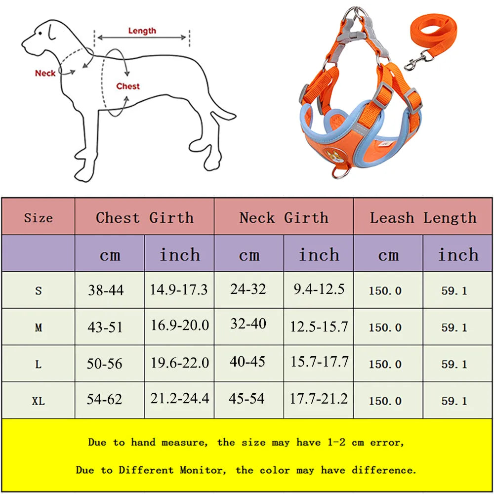 1.5m Dog Harness & Leash Set