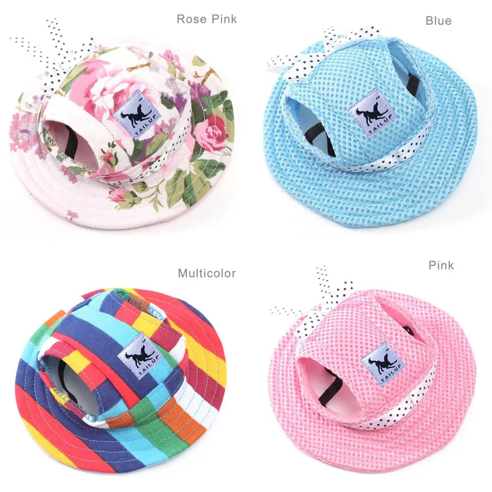 Dog Cap With Ear Holes for Small Dogs Canvas Cap Dog Baseball Beach Visor Hat Puppy Outdoor Cap