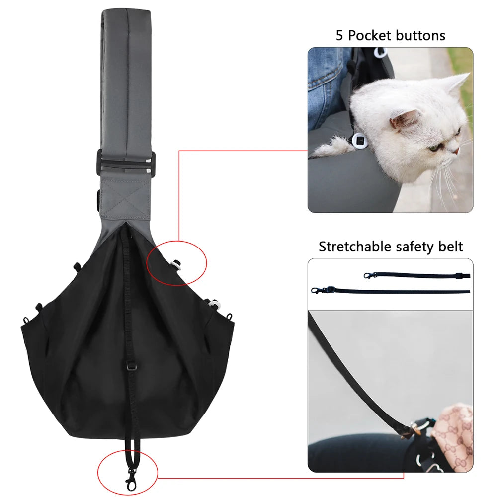 Petskd Pet Dog Sling Carrier Bag Outdoor Portable Shoulder Messenger Bag Cat Walking Bag for Puppy Kitten Nylon Pets Handbag