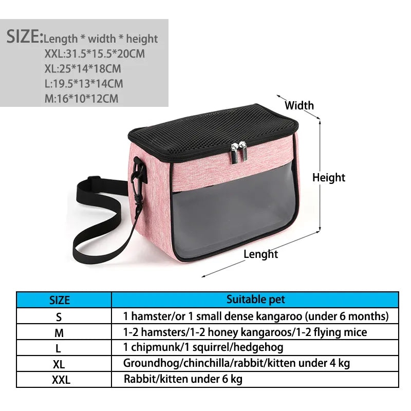 Portable Small Pet Travel Bag Breathable Animal Carrier Bag Rabbit Hamster Hedgehog Ferret Outdoor Inclined Shoulder Bag